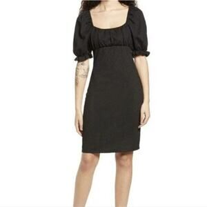New Small Vero Moda Black Puff Sleeve Square Neck Stretchy Cottagecore Dress